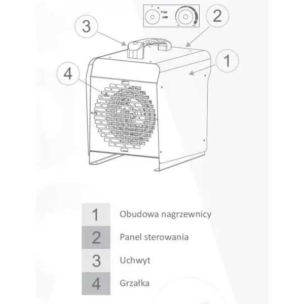 Nagrzewnica elektryczna przenośna Warmtec EWS-5 5kW - schemat konstrukcji urządzenia